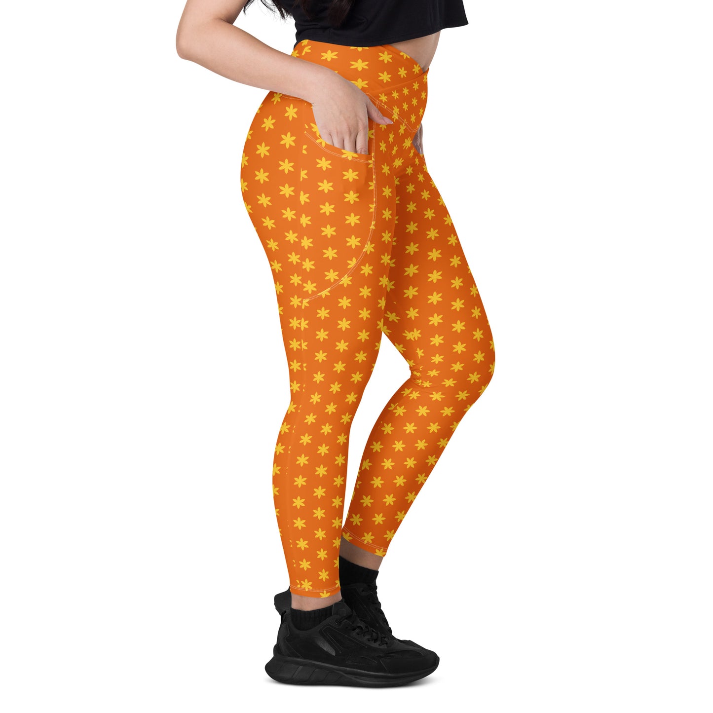 Mango Blossom Crossover Pocket Leggings