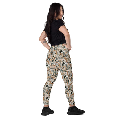 Vivid Veins High-Waisted Crossover Pocket Leggings