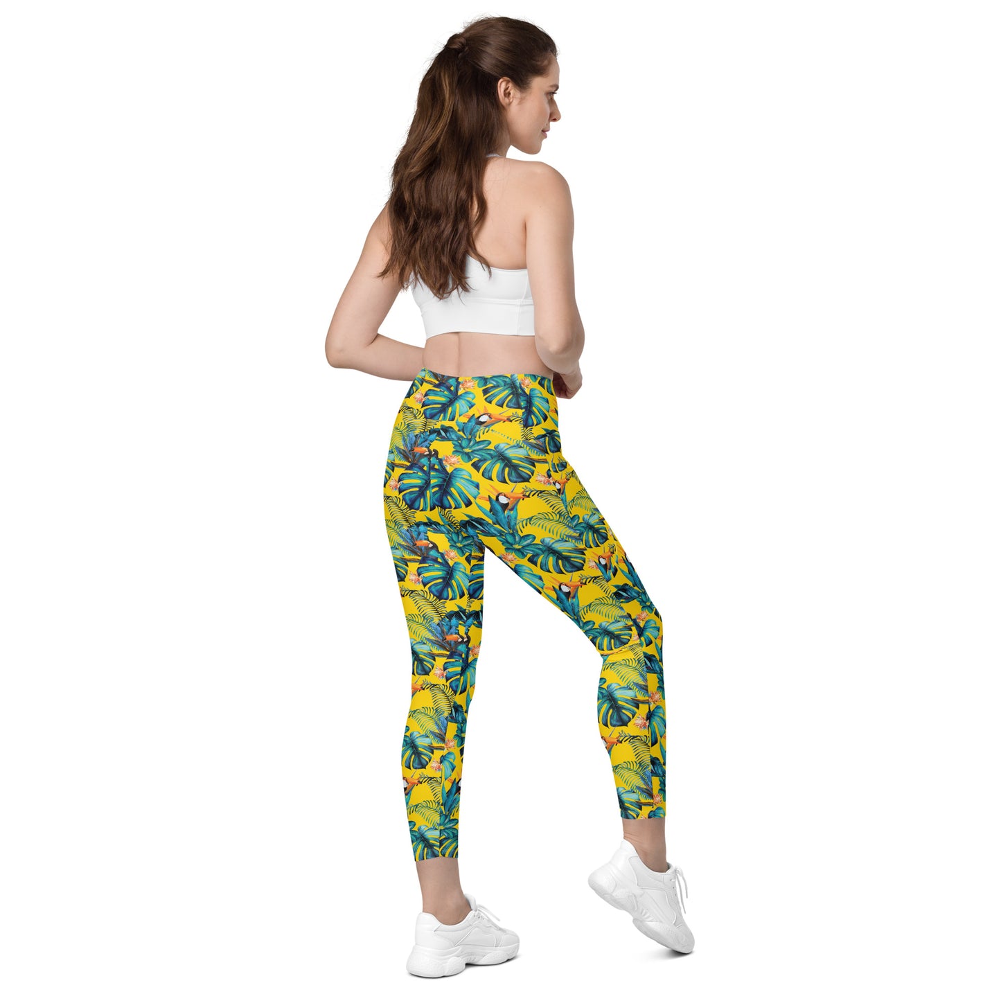 Lemon Leaf High-Waisted Crossover Pocket Leggings