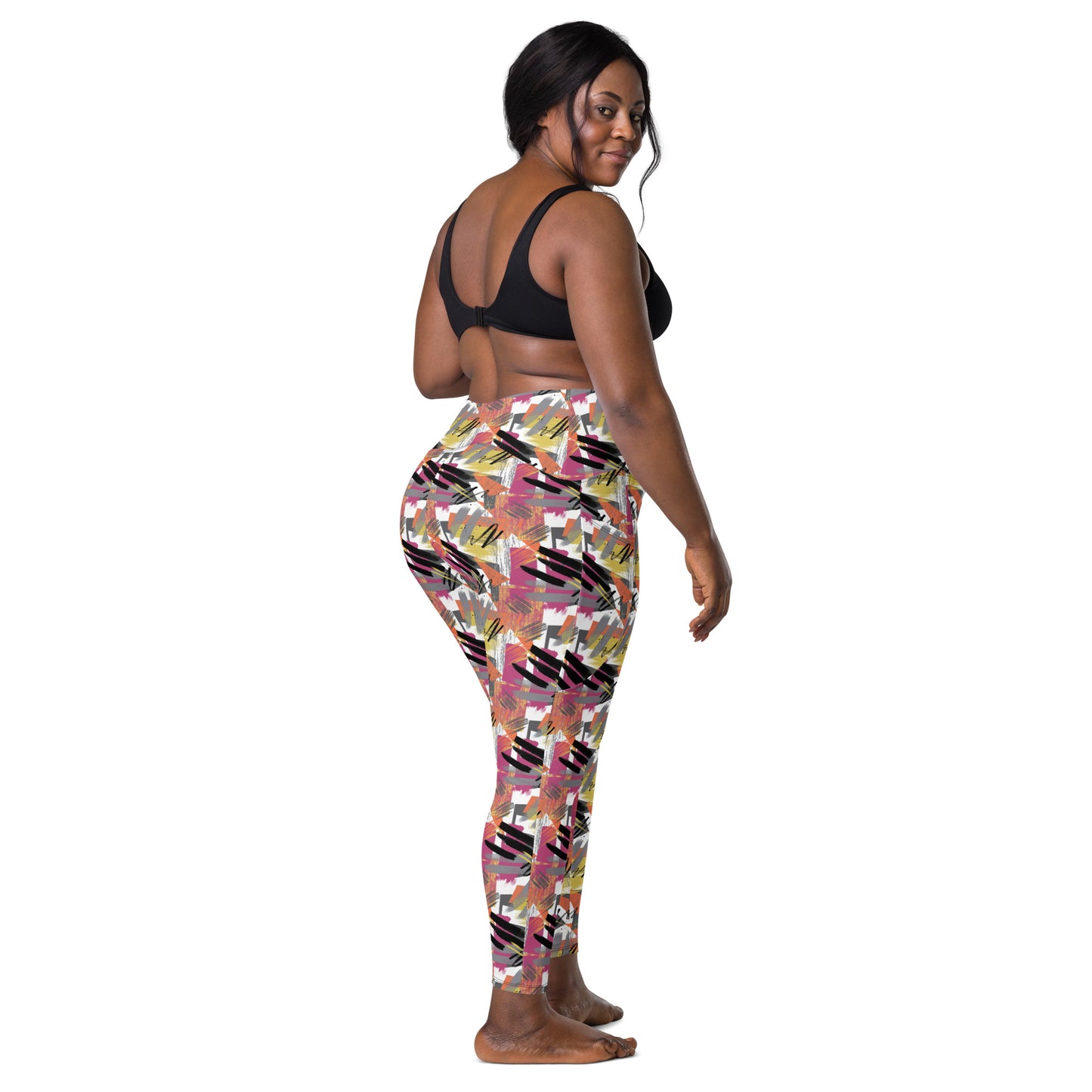 Pastel Marbling High-Waisted Crossover Pocket Leggings