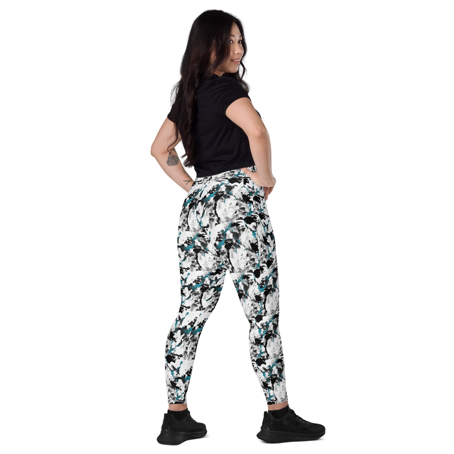 Abstract Aura High-Waisted Crossover Pocket Leggings