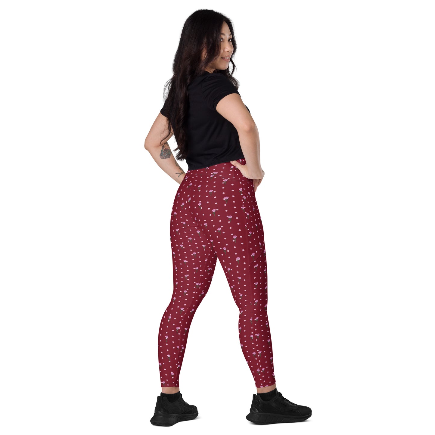 Floral Polka Harmony Crossover Pocket Leggings