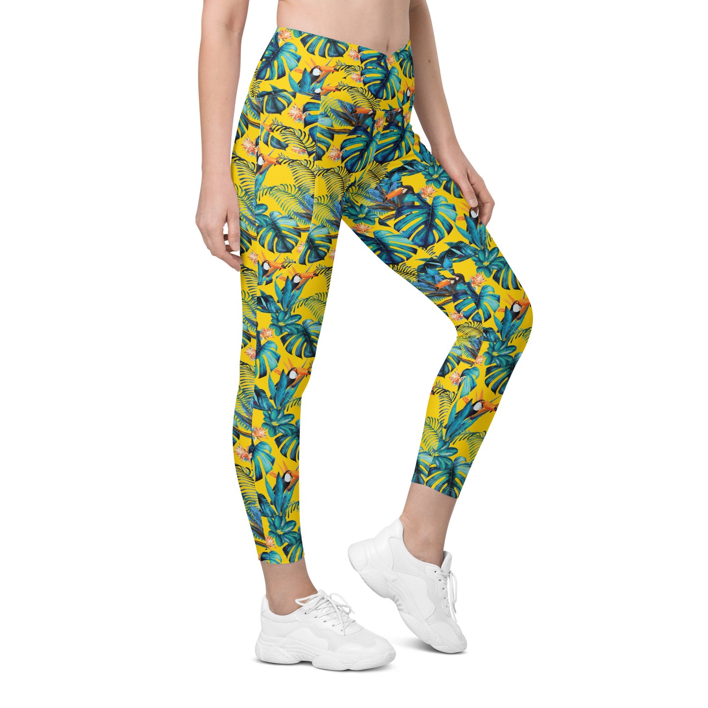 Lemon Leaf High-Waisted Crossover Pocket Leggings