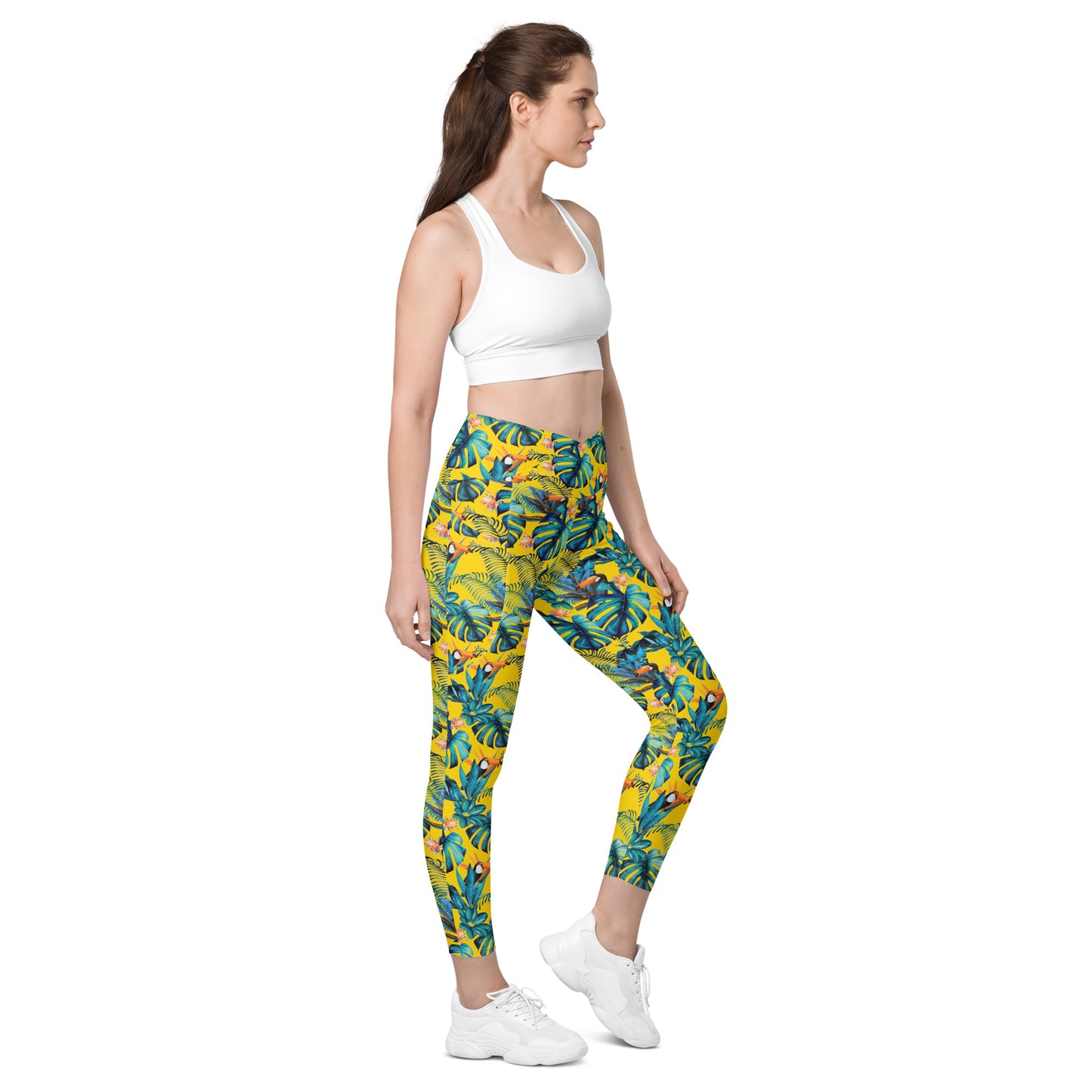 Lemon Leaf High-Waisted Crossover Pocket Leggings