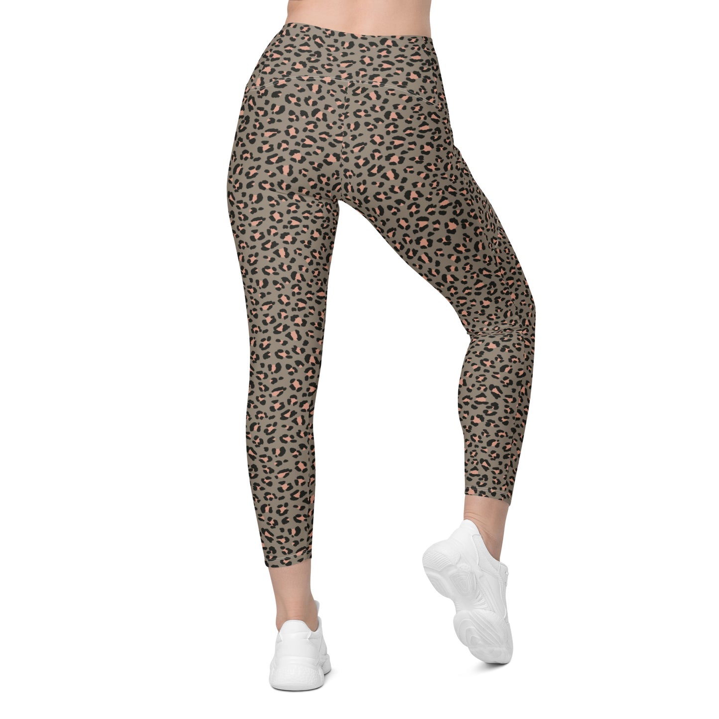 Grey Leopard High-Waisted Pocket Leggings