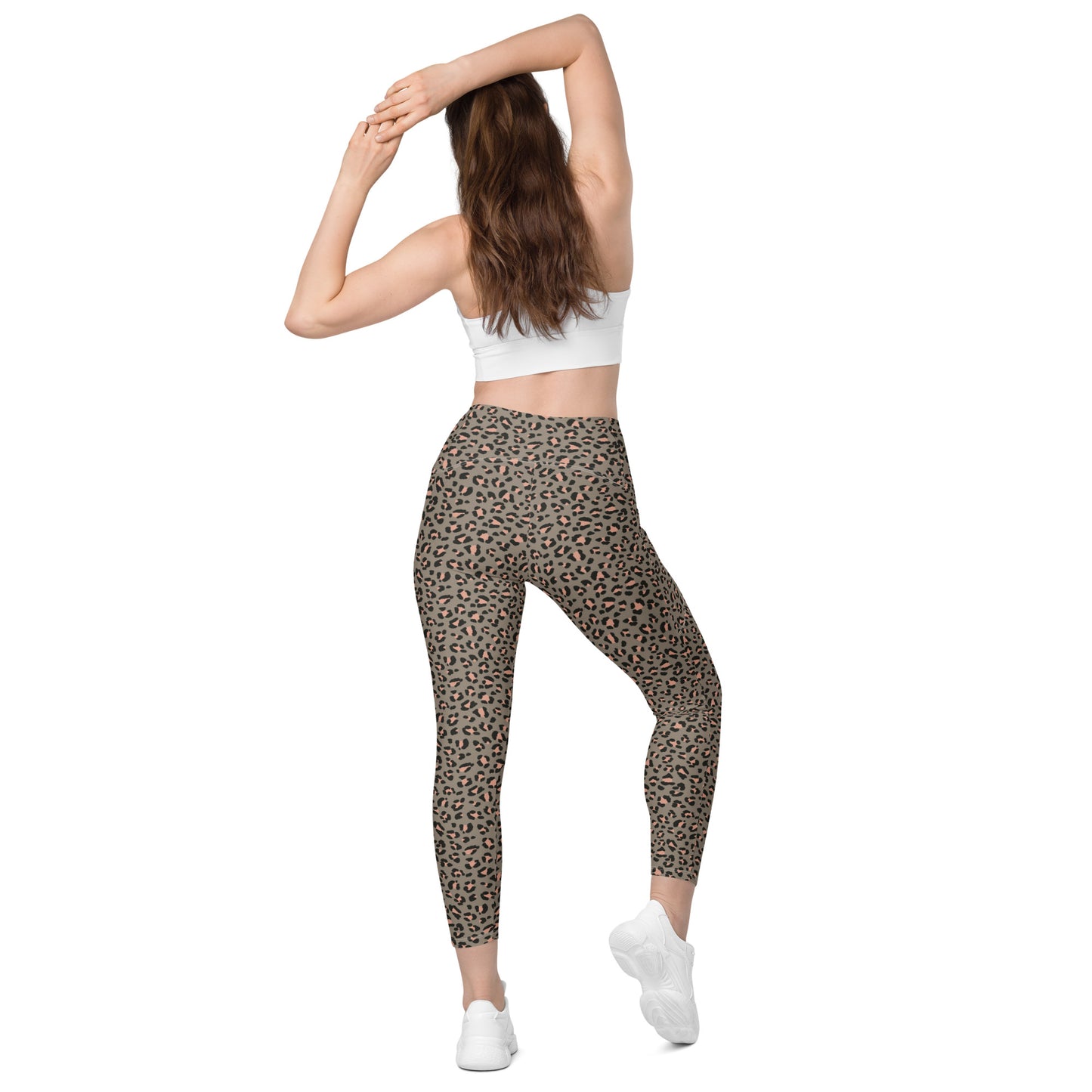 Grey Leopard High-Waisted Pocket Leggings