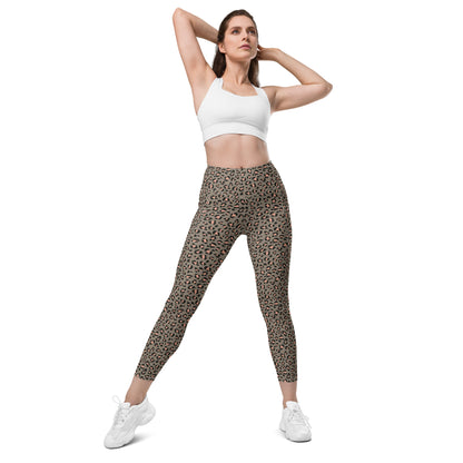 Grey Leopard High-Waisted Pocket Leggings