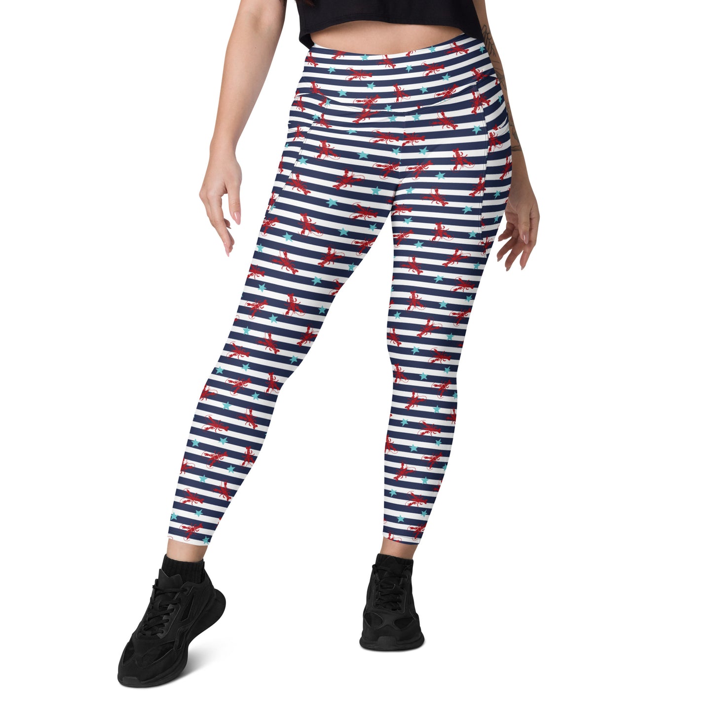 Azure Stripes High-Waisted Pocket Leggings