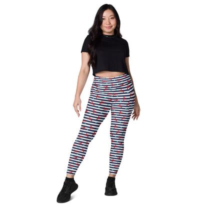 Azure Stripes High-Waisted Pocket Leggings