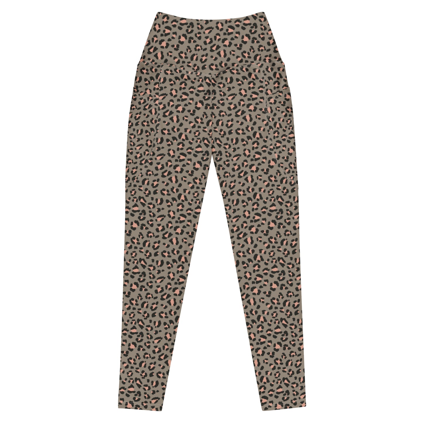 Grey Leopard High-Waisted Pocket Leggings