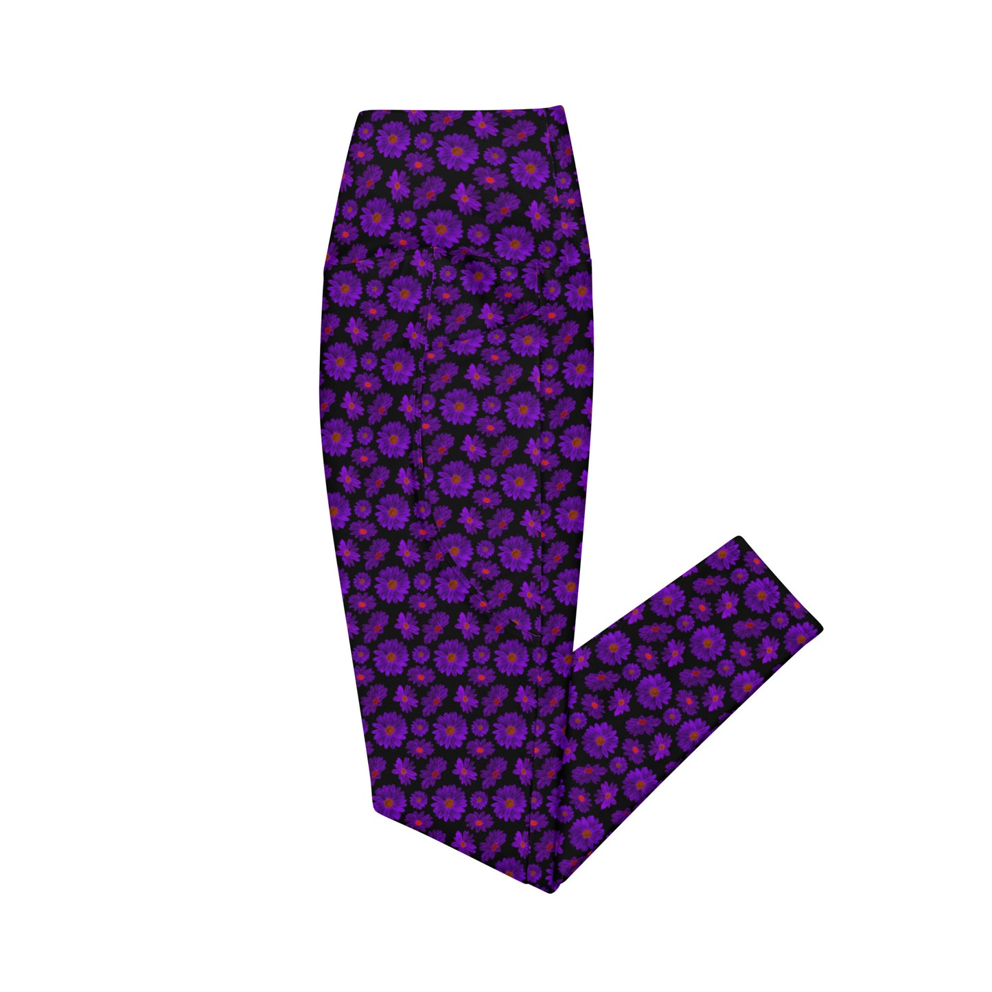 Black & Purple Floral High-Waisted Pocket Leggings