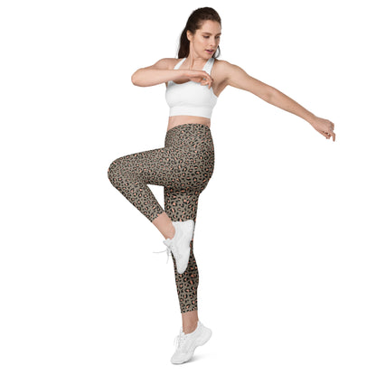 Grey Leopard High-Waisted Pocket Leggings