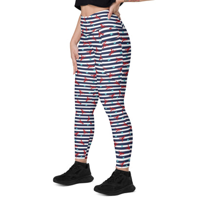 Azure Stripes High-Waisted Pocket Leggings