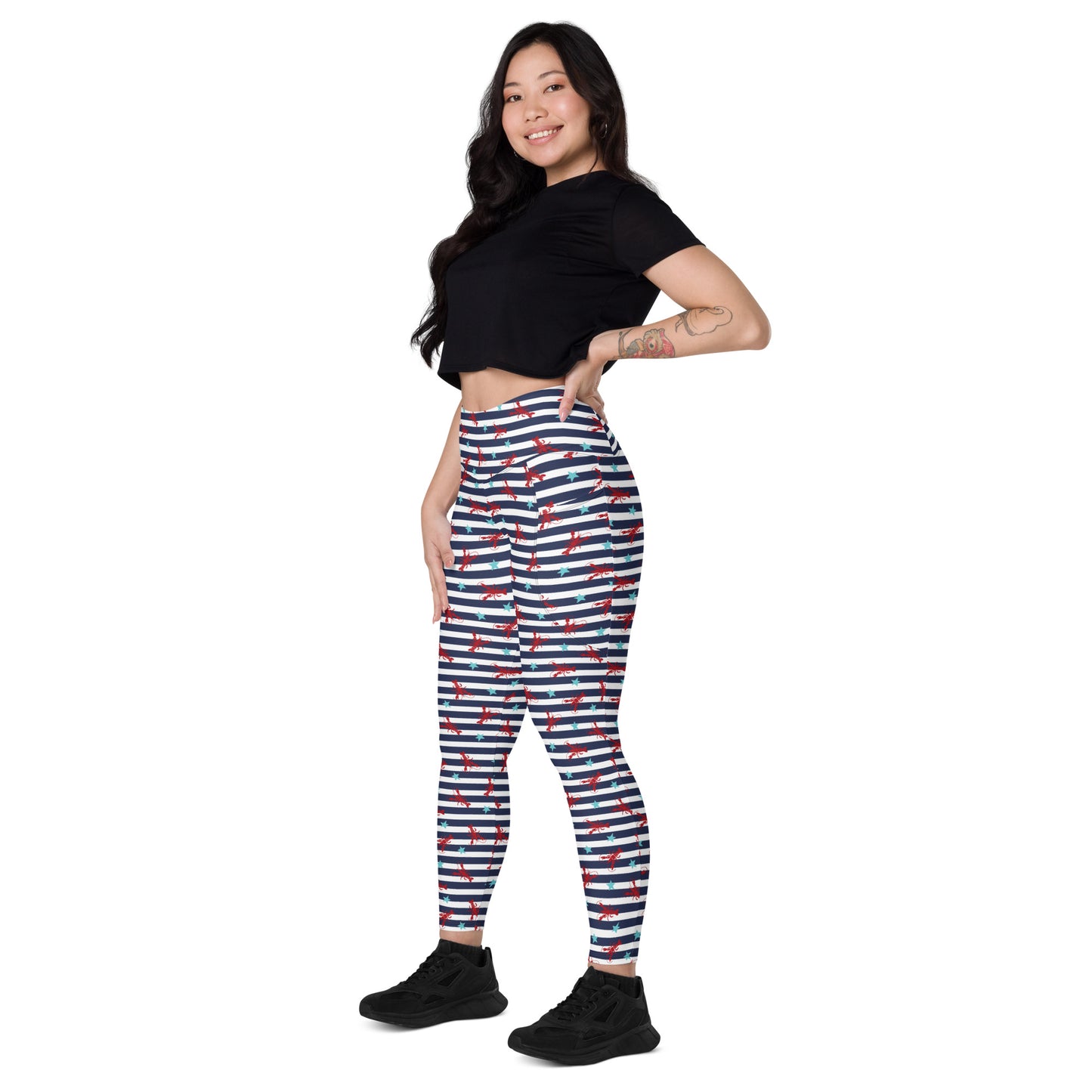 Azure Stripes High-Waisted Pocket Leggings