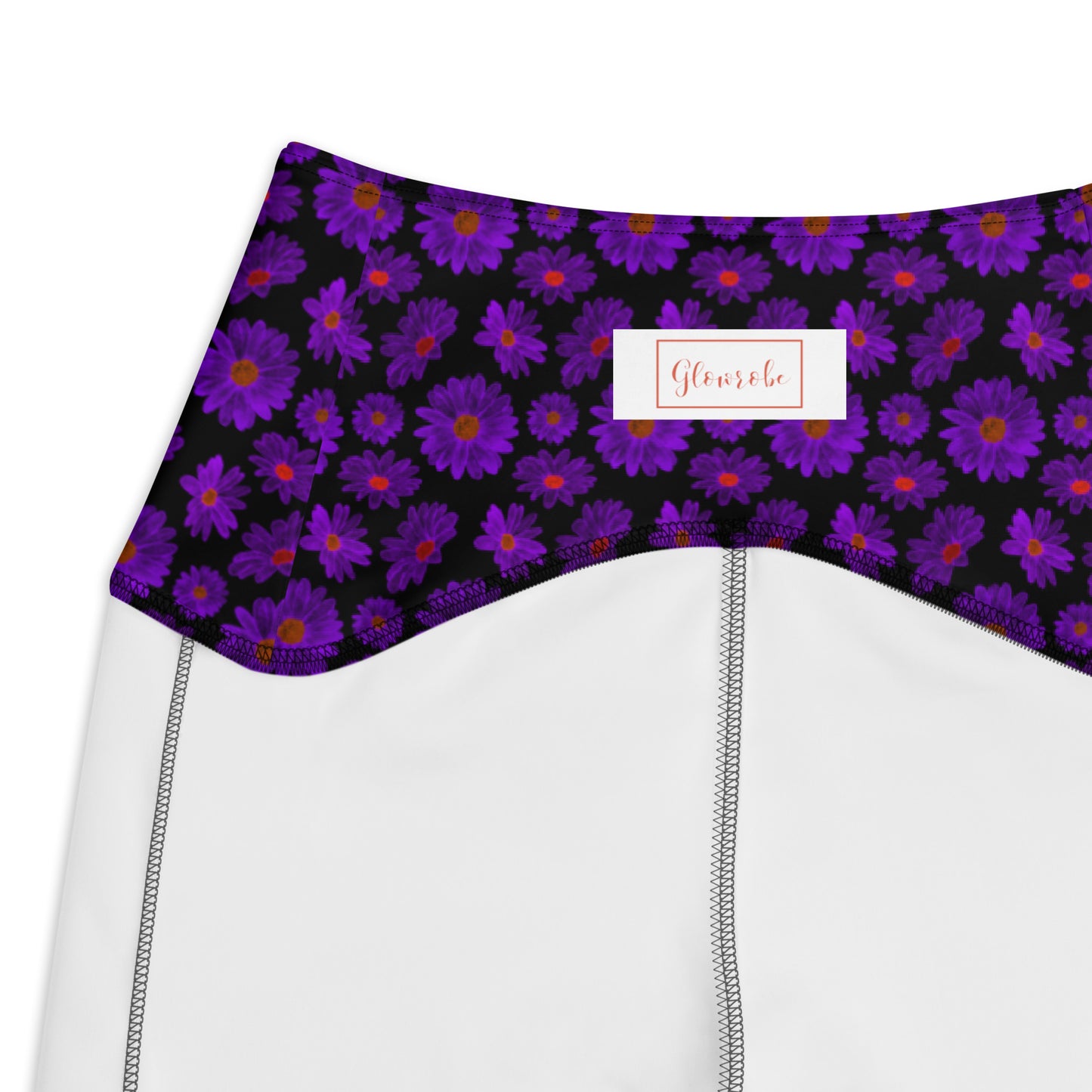 Black & Purple Floral High-Waisted Pocket Leggings