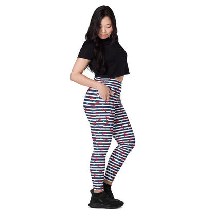 Azure Stripes High-Waisted Pocket Leggings