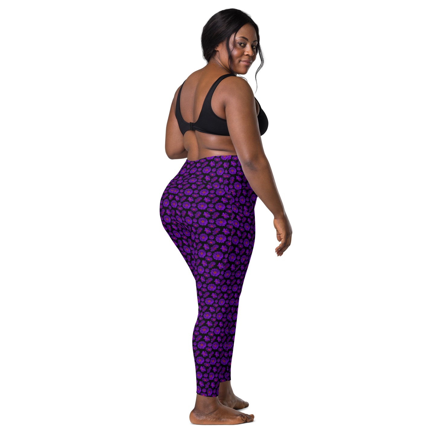 Black & Purple Floral High-Waisted Pocket Leggings