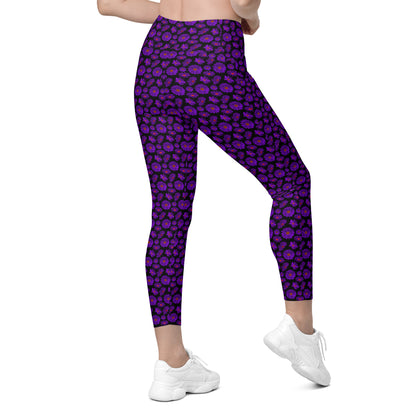 Black & Purple Floral High-Waisted Pocket Leggings