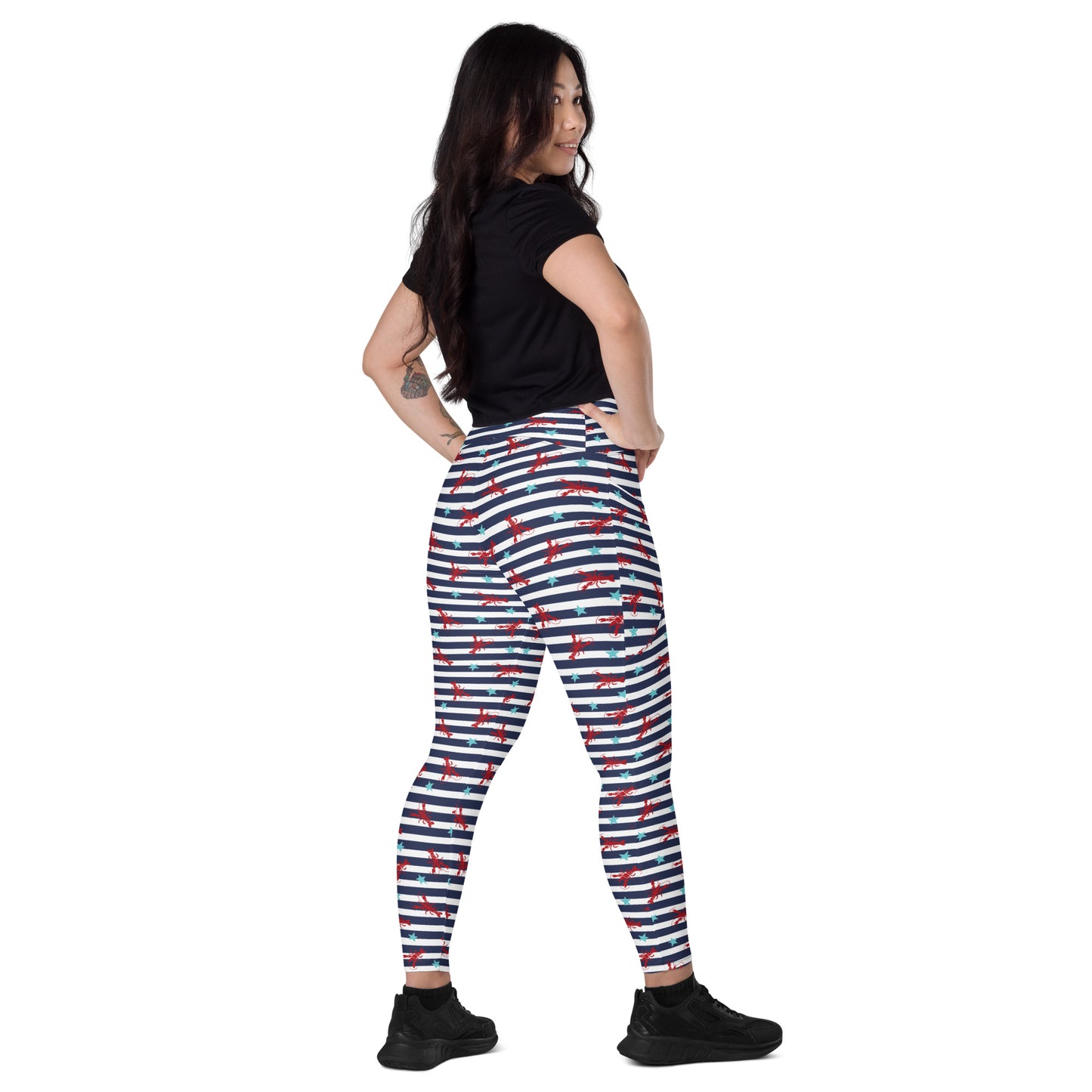 Azure Stripes High-Waisted Pocket Leggings