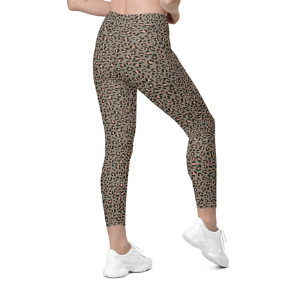 Grey Leopard High-Waisted Pocket Leggings