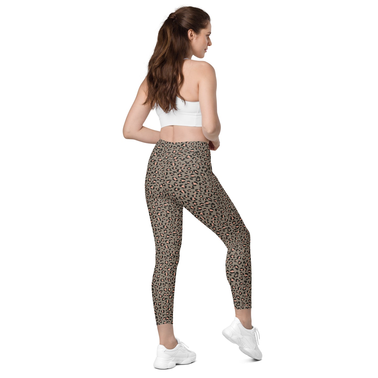 Grey Leopard High-Waisted Pocket Leggings