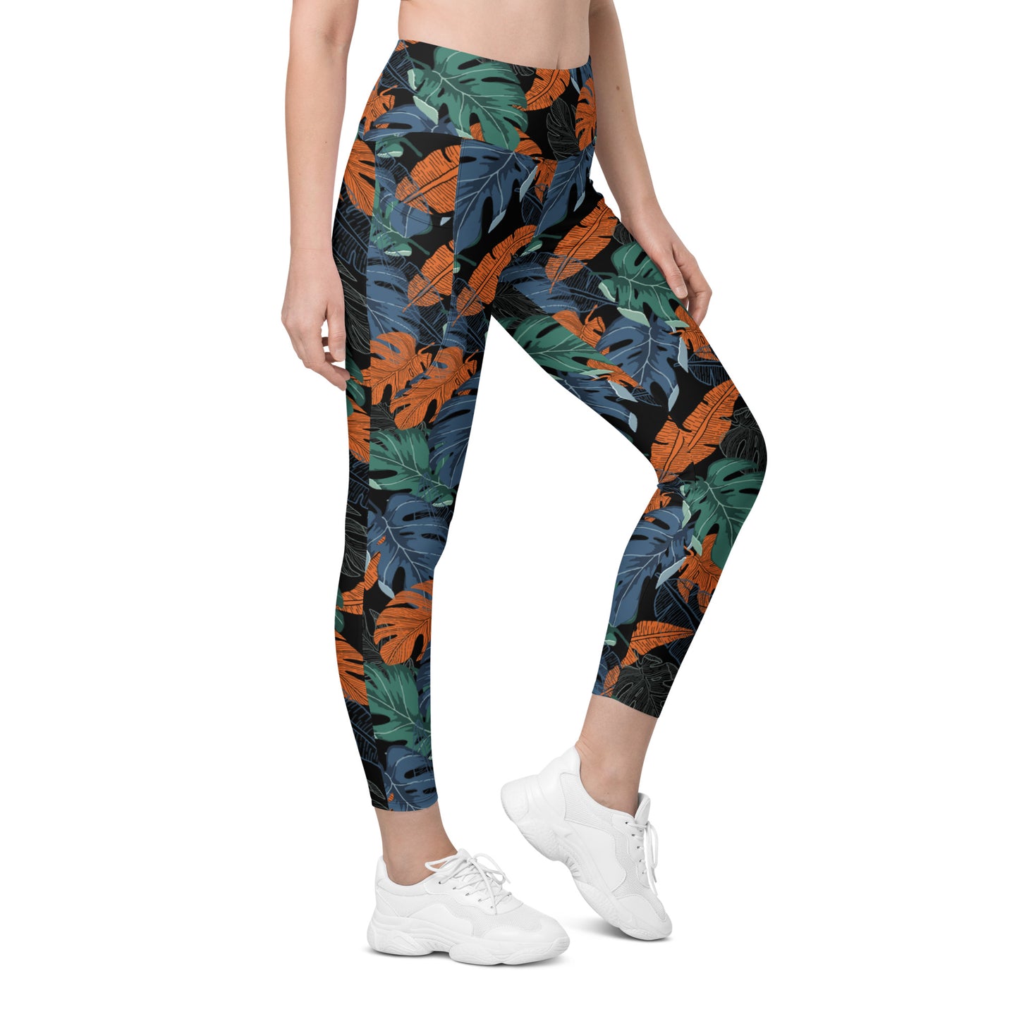 Multicolor Leaf Fusion High-Waisted Pocket Leggings