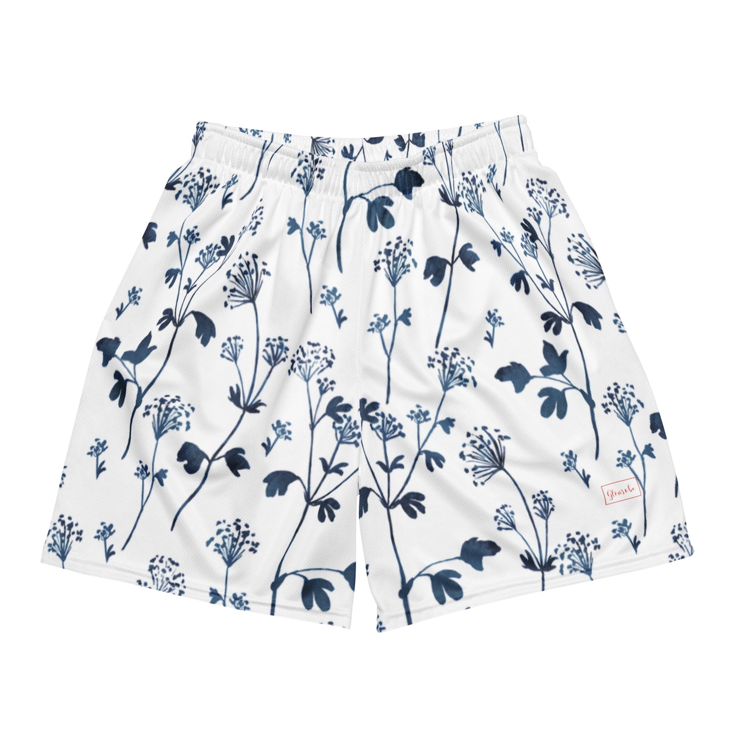 Botanical Blue Leaf Mesh Shorts