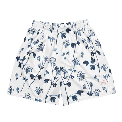 Botanical Blue Leaf Mesh Shorts