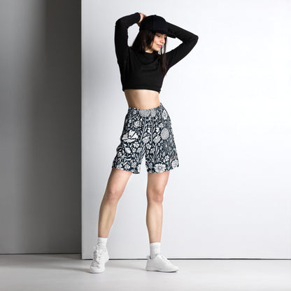 Monochrome Blossom Black & White Mesh Shorts