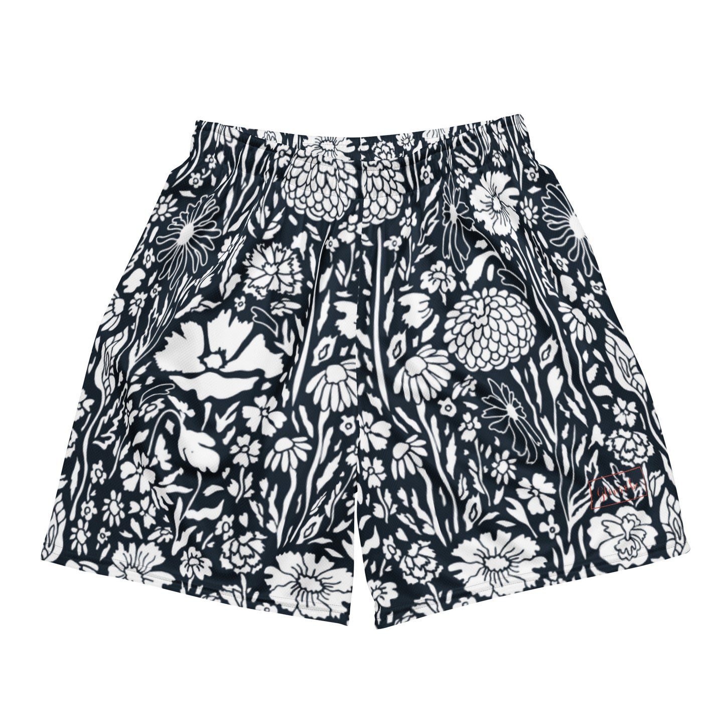 Monochrome Blossom Black & White Mesh Shorts