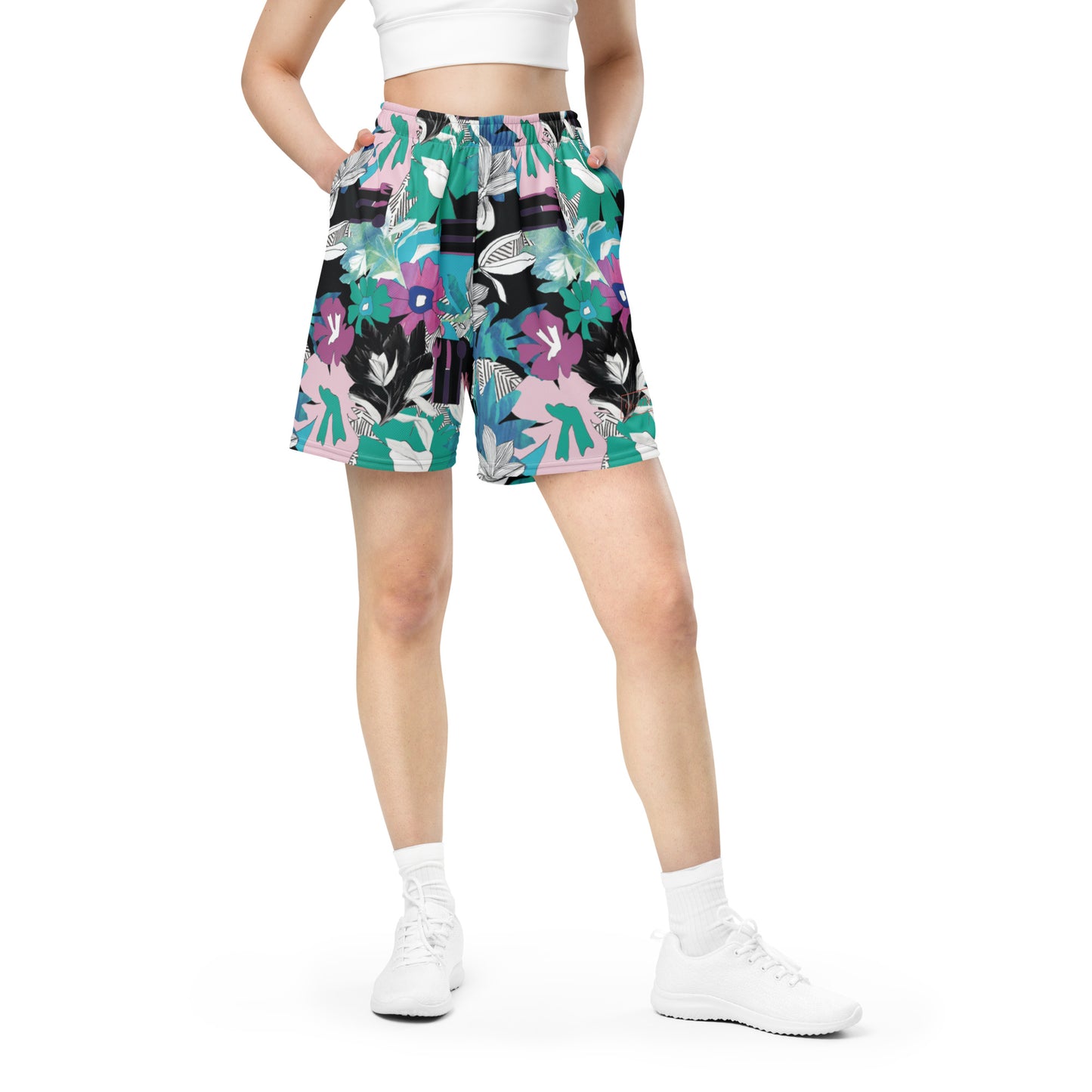 Artistic Blossom Mesh Shorts