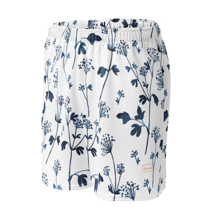 Botanical Blue Leaf Mesh Shorts