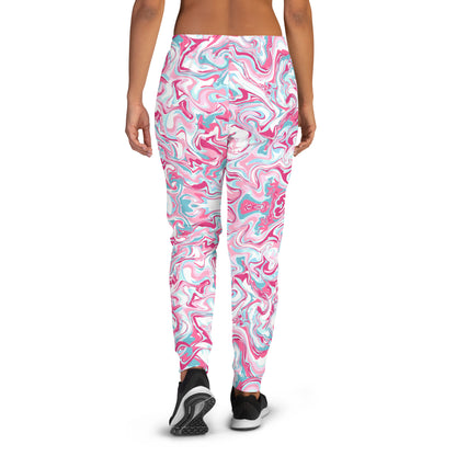 Pink Marble Print Recycled Women's Joggers