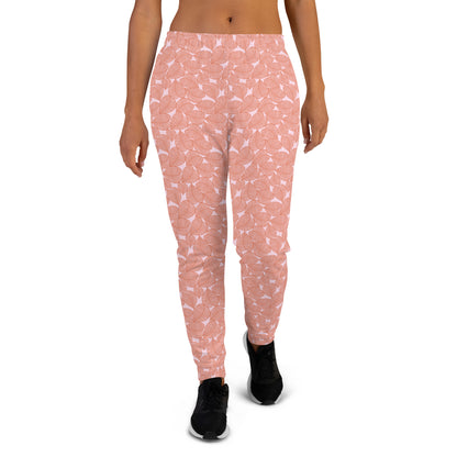 Pink Leaf Patterned Women's Joggers