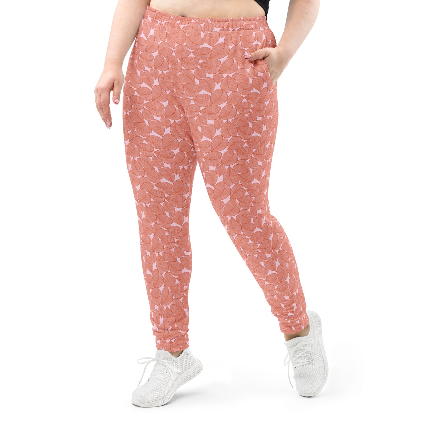 Pink Leaf Patterned Women's Joggers