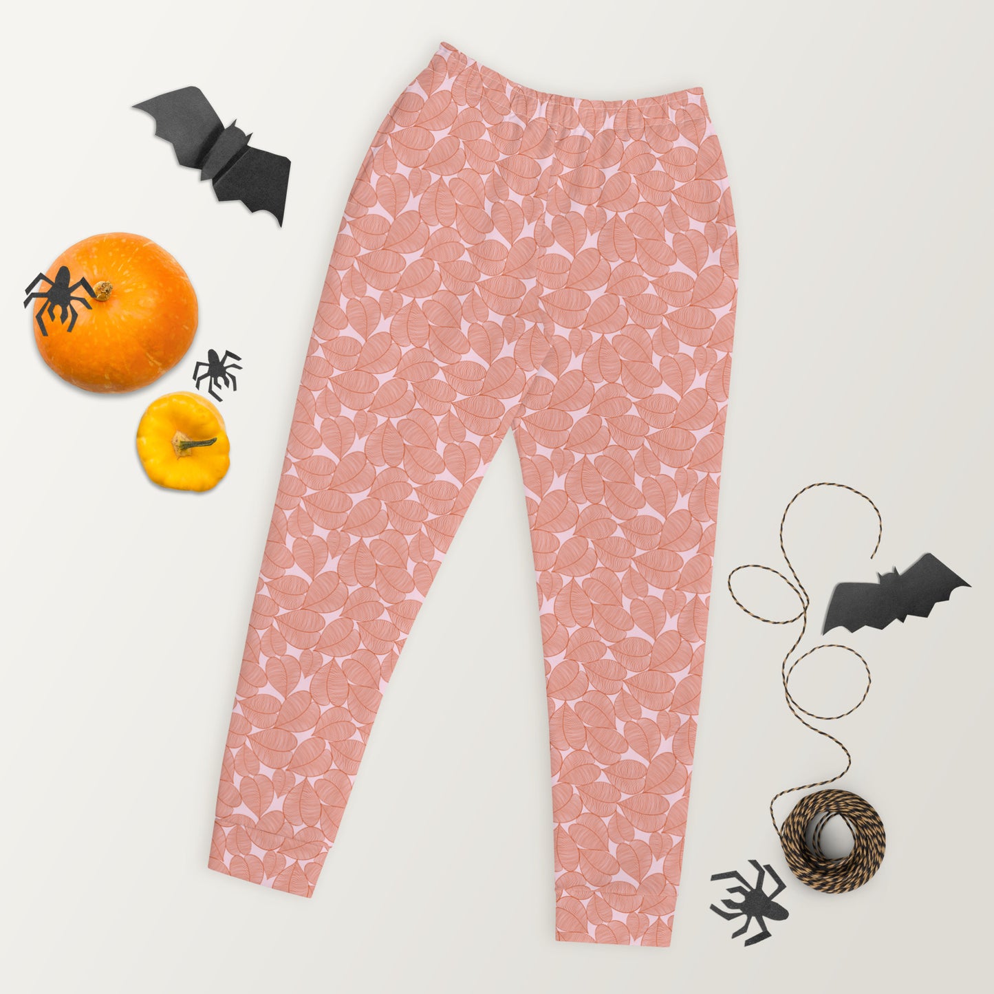 Pink Leaf Patterned Women's Joggers