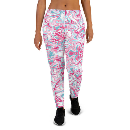 Pink Marble Print Recycled Women's Joggers