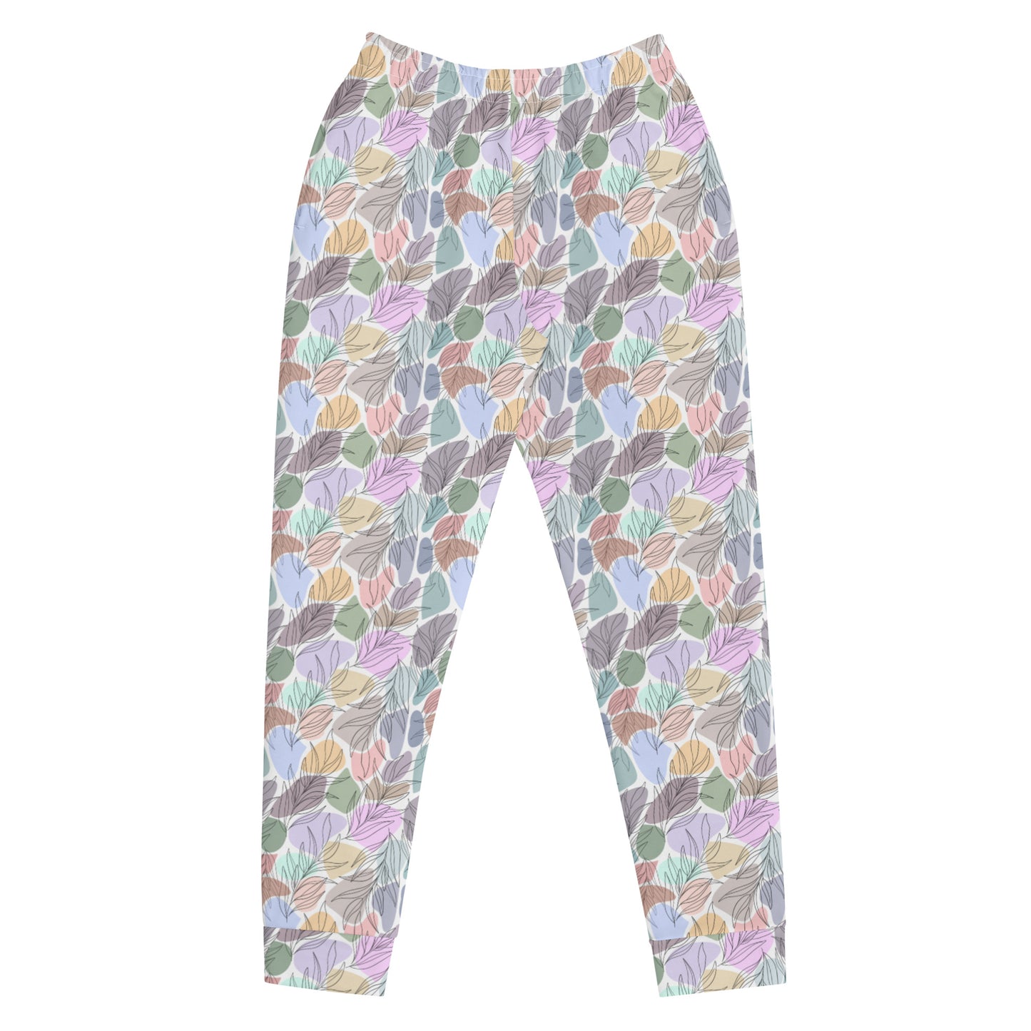 White Tropical Leaf Design Women's Joggers