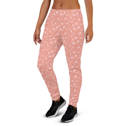 Pink Leaf Patterned Women's Joggers