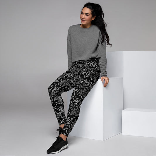 Exotic Black Floral Women's Joggers