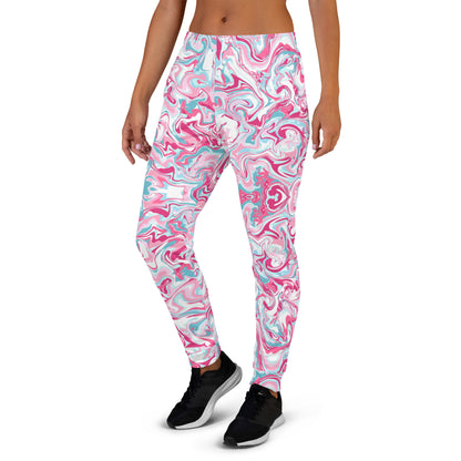 Pink Marble Print Recycled Women's Joggers