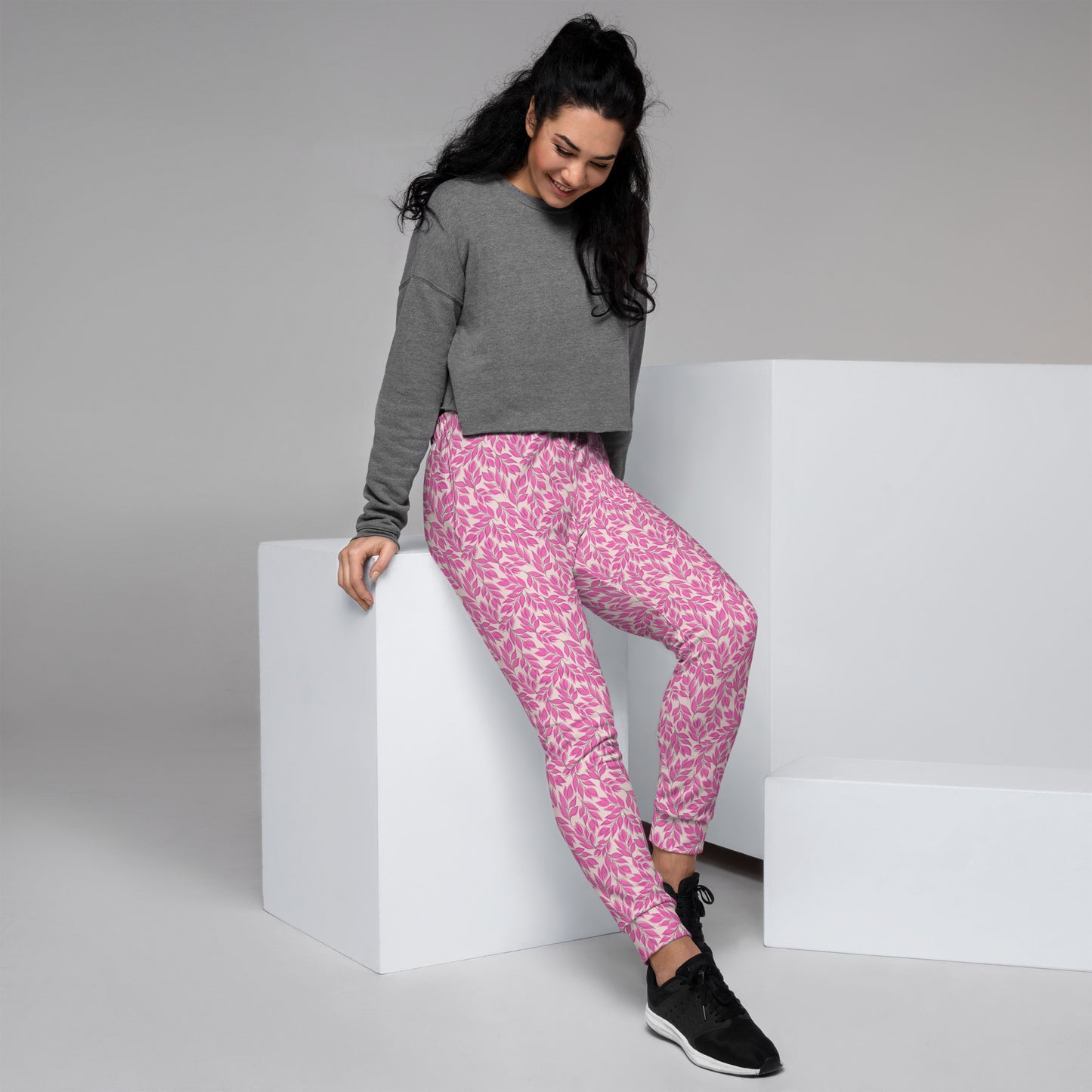 Misty Rose Pink Leaf Recycled Women's Joggers