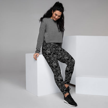 Exotic Black Floral Women's Joggers