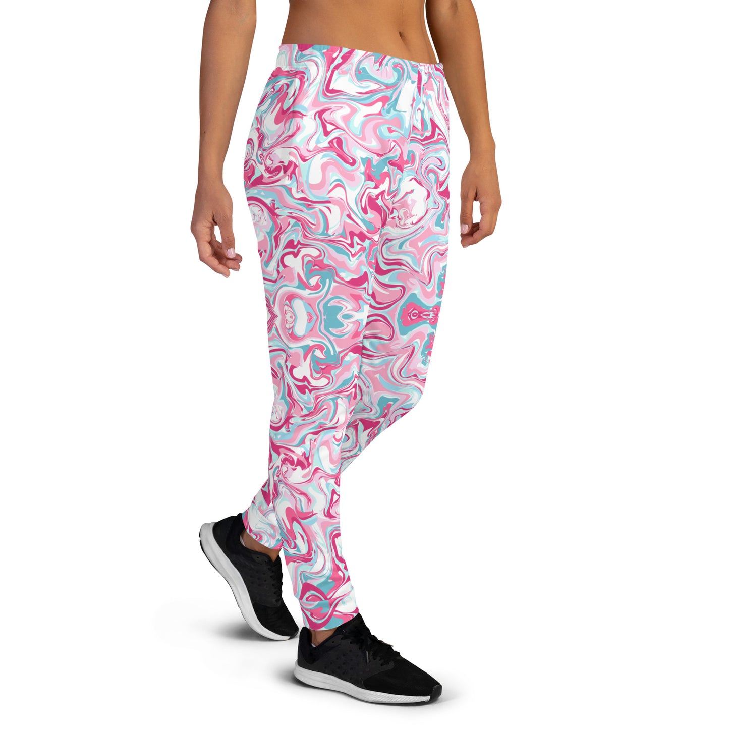 Pink Marble Print Recycled Women's Joggers