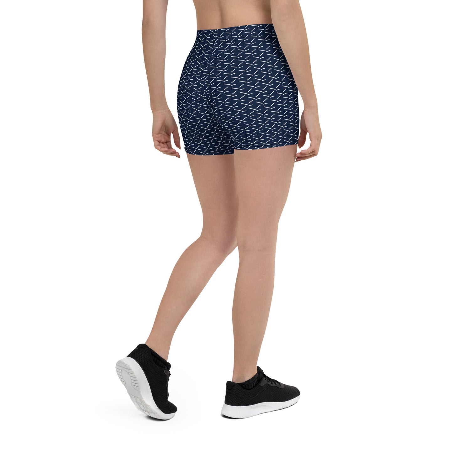 Geometric Groove Navy Mid-Rise Shorts