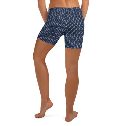 Geometric Groove Navy Mid-Rise Shorts