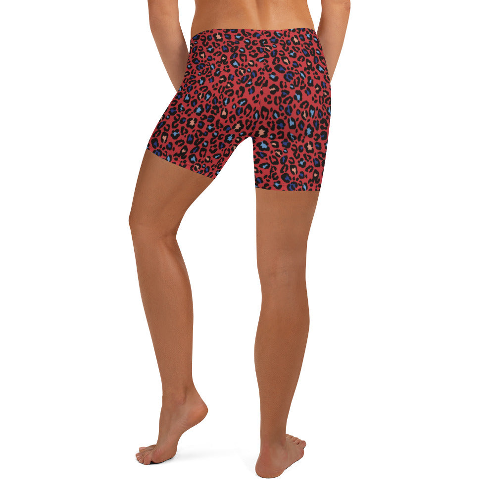 Pink Panthera Leopard Mid-Rise Shorts