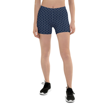 Geometric Groove Navy Mid-Rise Shorts