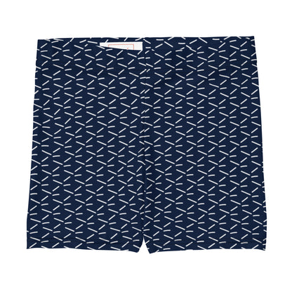 Geometric Groove Navy Mid-Rise Shorts