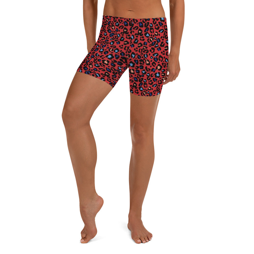 Pink Panthera Leopard Mid-Rise Shorts